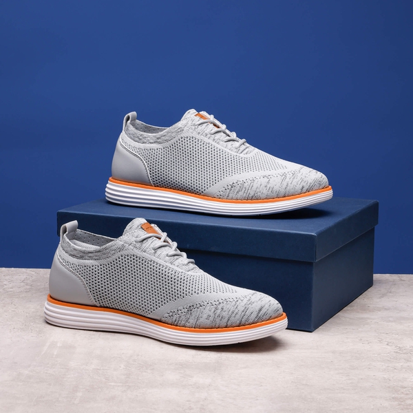 [KnitFlex Breeze+] Men's Mesh Wingtip Oxford Sneakers - GREY - 1